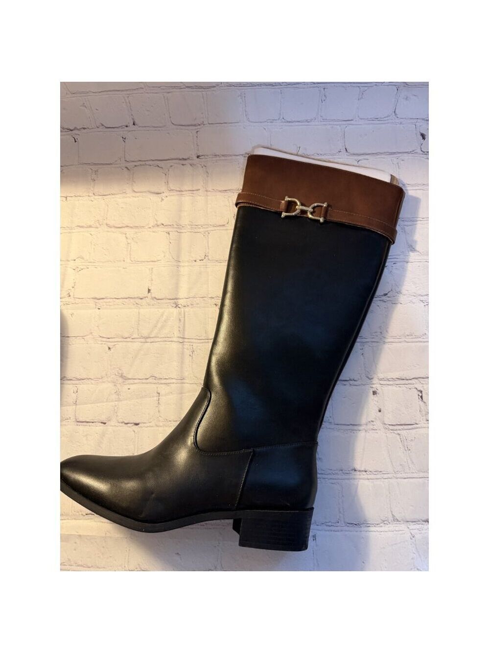 ✨✨Liz Claiborne Riding Boot Knee High Heel Black Brown Gold 10 NWT